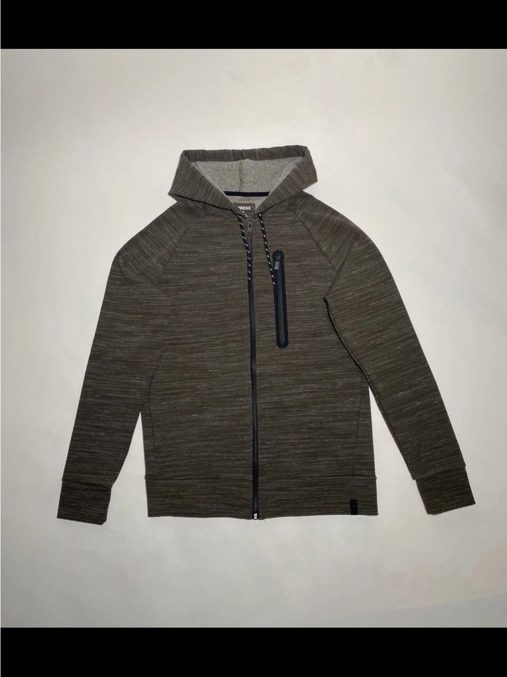 Express Olive Green Performance Full-Zip Hooded Jacket